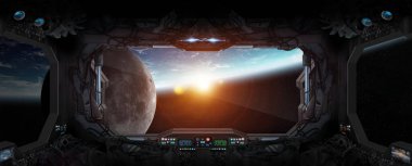 Gezegenin Dünya'dan bir uzay istasyonu içinde görünüm