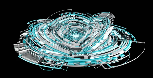 3d 렌더링 블루 디지털 기술 인터페이스 — 스톡 사진