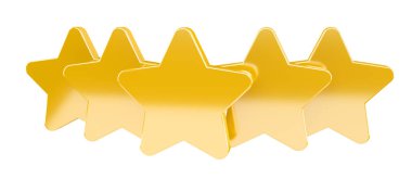 Beş dijital altın sıralaması yıldız 3d render