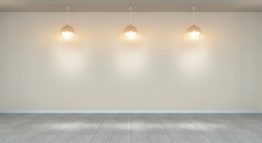 Işıklar 3d render ile Müzesinde boş duvar