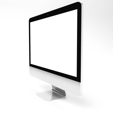 Beyaz arka planda 3d render modern metalik bilgisayar