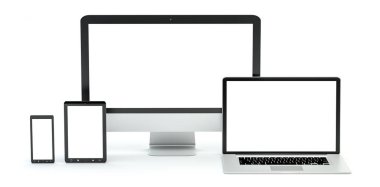 Modern bilgisayar dizüstü cep telefonu ve tablet 3d render