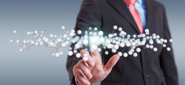 Soyut bağlantı arabirimi 3d render dokunmadan işadamı