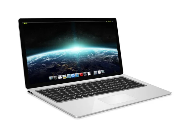 Modern laptop på vit bakgrund 3d-rendering — Stockfoto