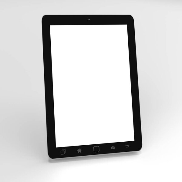 Modern digital black tablet on white background 3D rendering