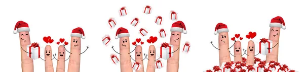 Família dedo feliz comemorando o Natal — Fotografia de Stock