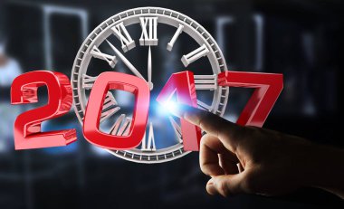 2017 parmağıyla metin oluşturma 3d tutan işadamı