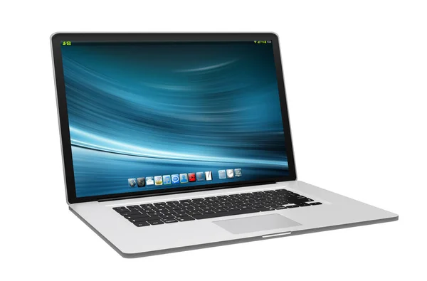흰색 배경 3d 렌더링에 현대 금속 노트북 — 스톡 사진