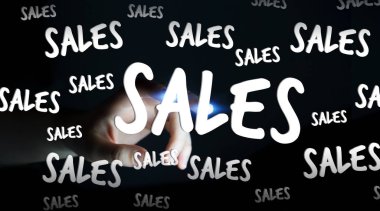 Onun parmak 3d render ile satış simgeler dokunmadan işkadını