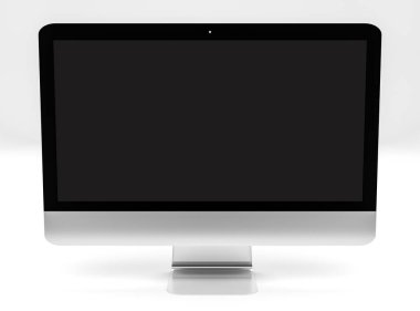 Beyaz arka planda 3d render modern metalik bilgisayar