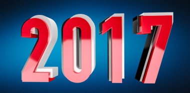 3D Render kırmızı siyah ve gümüş 2017 yeni yıl arifesi illüstrasyon
