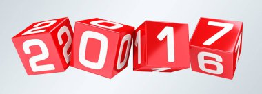 3D render 2017 küpleri yeni yıl arifesi illüstrasyon