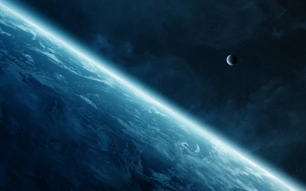 Weergave van de maan vlakbij de planeet aarde 3D-rendering — Stockfoto