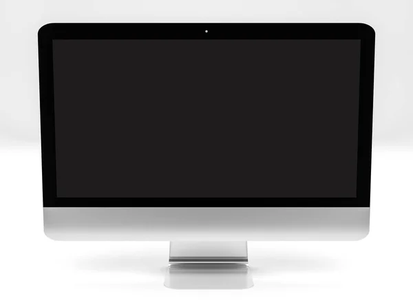 Komputer metalik modern pada latar belakang 3D rendering putih — Stok Foto
