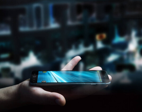 Businessman using modern mobile phone