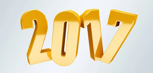 3D renderização de ouro 2017 ilustração da véspera do ano novo — Fotografia de Stock
