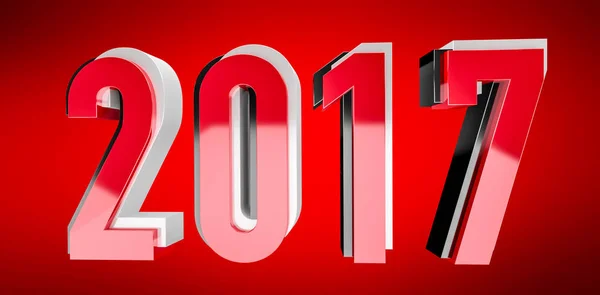 3D renderização vermelho preto e prata 2017 ilustração da véspera do ano novo — Fotografia de Stock