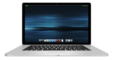 Beyaz arka planda 3d render modern dizüstü bilgisayar