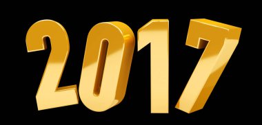 3D işleme altın 2017 yeni yıl arifesi illüstrasyon