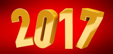 3D işleme altın 2017 yeni yıl arifesi illüstrasyon