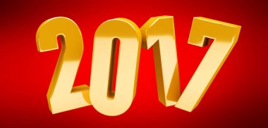 3D işleme altın 2017 yeni yıl arifesi illüstrasyon