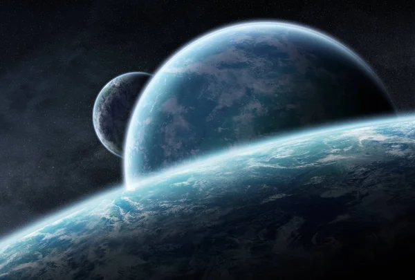 Tér 3d rendering rendszer távoli bolygón — Stock Fotó