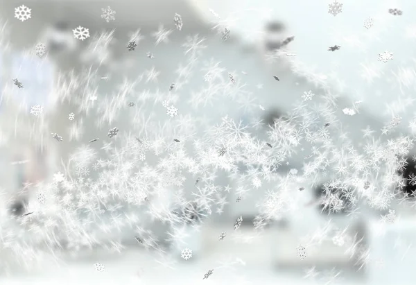 Falling silver 3D render snowflakes — Stock Photo, Image