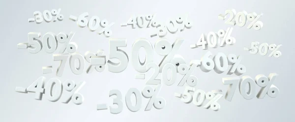 Verkaufssymbole schweben in der Luft 3D-Rendering — Stockfoto