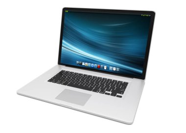 Beyaz arka planda 3d render modern metalik dizüstü