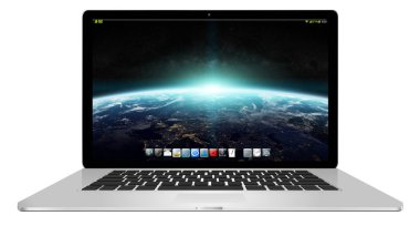 Beyaz arka planda 3d render modern dizüstü bilgisayar