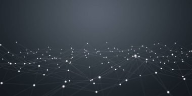 Beyaz ve mavi nokta ağ 3d render yüzen