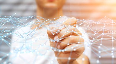 Uçan ağ nokta 3d render dokunmadan işadamı