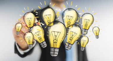 Bir ampul kalemle çizim işadamı