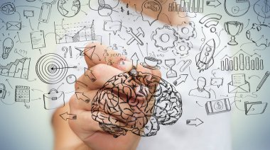 El yazması proje sunumu kalemle çizim işadamı