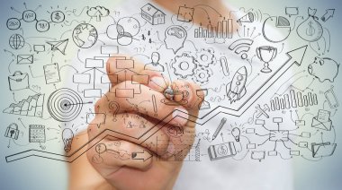 El yazması proje sunumu kalemle çizim işadamı