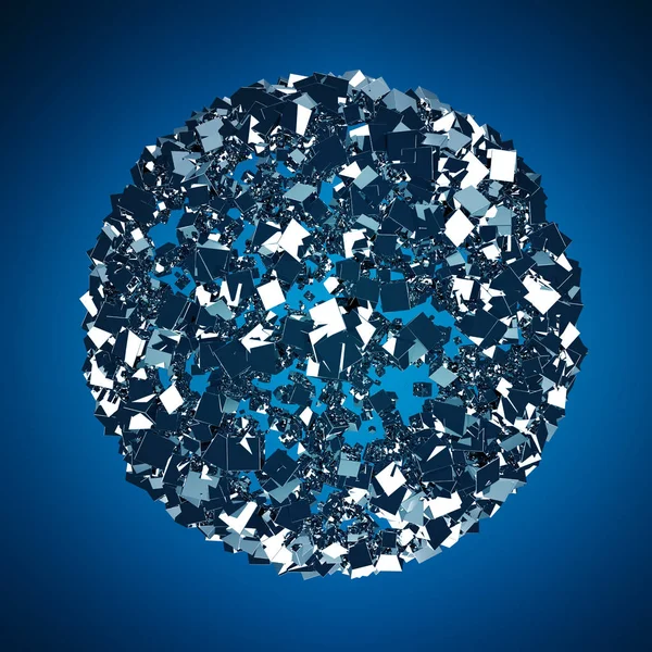 Абстрактная сфера с блестящим кубическим 3D рендерингом — стоковое фото