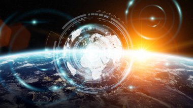 Veri değişimi ve küresel ağ üzerinden dünya 3d render