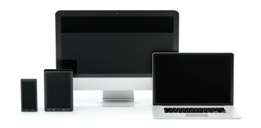 Modern bilgisayar dizüstü cep telefonu ve tablet 3d render