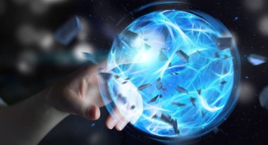 Süper kahraman bir güç topu eliyle oluşturma