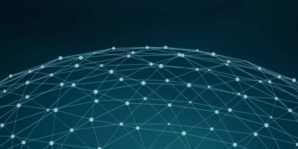 Flytande vit och blå glödande dot nätverk 3d rendering — Stockfoto