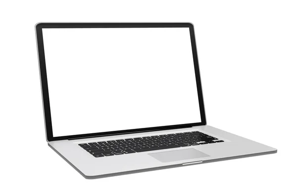 Современный металлический ноутбук на белом фоне 3D рендеринг — стоковое фото