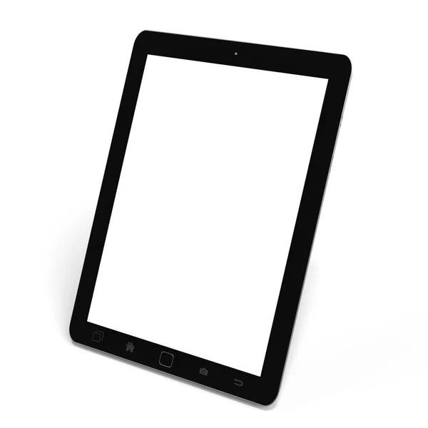 Tablet preto digital moderno em fundo branco renderização 3D — Fotografia de Stock