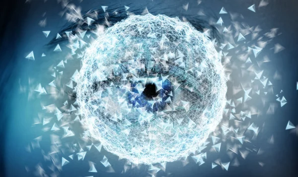 Close-up do conceito de rede digital olho mulher 3D renderização — Fotografia de Stock