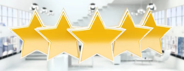 Five digital gold ranking stars 3D rendering — Stock Photo, Image