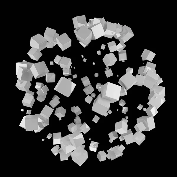 与闪亮的立方体 3d 渲染的抽象领域 — 图库照片