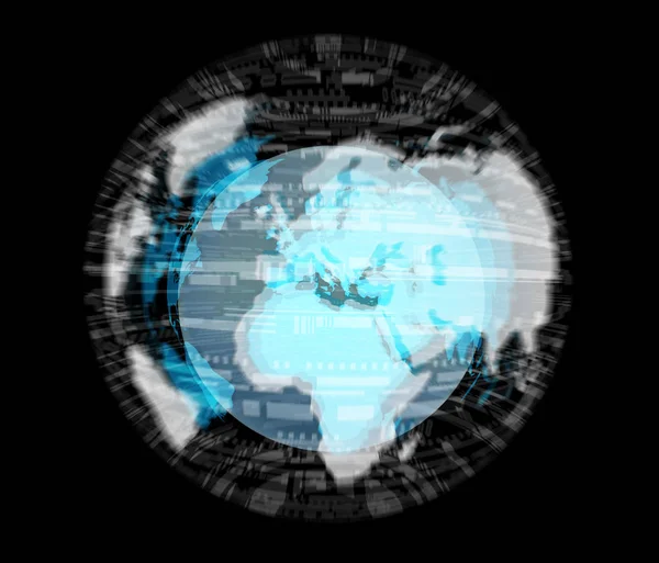 Rede global azul no planeta Terra 3D renderização — Fotografia de Stock