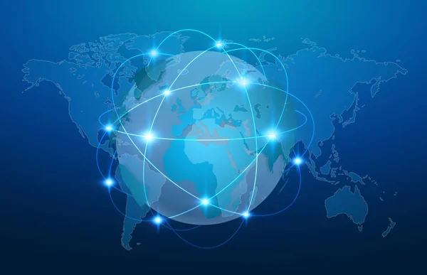 Blue global network on planet earth 3D rendering — Stock Photo, Image