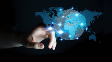 Genel ağ üzerinde planet earth 3d renderi dokunmadan işkadını