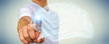 Dijital röntgen insan beyni parmağıyla 3 dokunmadan işadamı