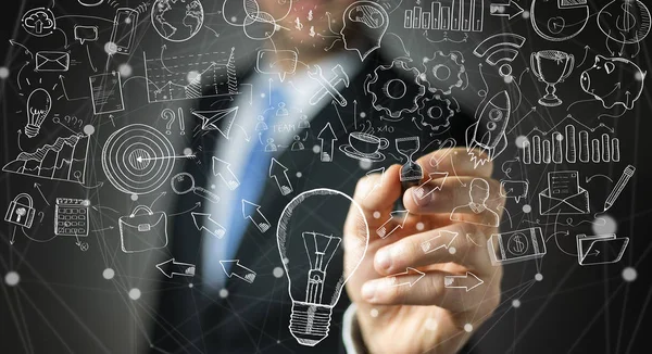 El yazması proje sunumu kalemle çizim işadamı